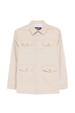 beige cotton jacket BALMAIN PARIS KIDS | BY2P47G0197107